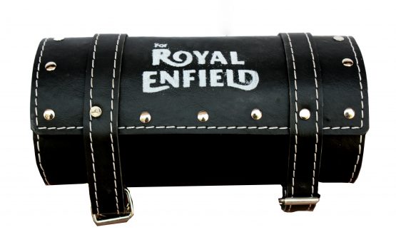 High Quality Leatherette Round Motorcycle Saddle Tool Bag With Fitting (Black)