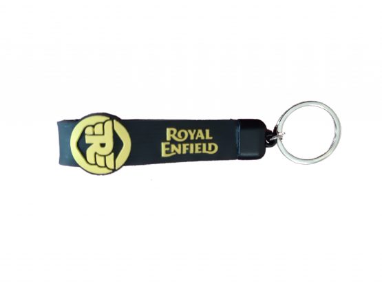 Monk 29 Black with yellow Rubber Keychain/Keyring for Royal Enfield Motorbikes